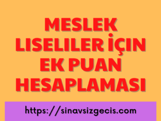 Meslek Liseliler İçin Ek Puan Hesaplaması